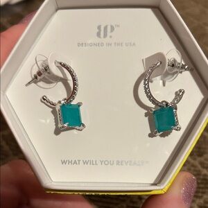 BP rhodium and blue aragonite earrings